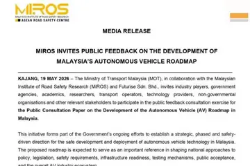MIROS Jemput Maklum Balas Awam untuk Pembangunan Peta Jalan Kenderaan Autonomi Malaysia